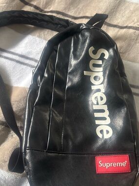 Black Sling Bag - Supreme Logo Crossbody